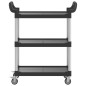 vidaXL Rollwagen mit 3 Etagen Schwarz 81x41x92 cm Aluminium vidaXL Rollwagen mit 3 Etagen Schwarz 81x41x92 cm Aluminium