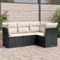vidaXL 4-tlg. Garten-Sofagarnitur mit Kissen Schwarz Poly Rattan vidaXL 4-tlg. Garten-Sofagarnitur mit Kissen Schwarz Poly Rattan