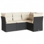 vidaXL 4-tlg. Garten-Sofagarnitur mit Kissen Schwarz Poly Rattan vidaXL 4-tlg. Garten-Sofagarnitur mit Kissen Schwarz Poly Rattan