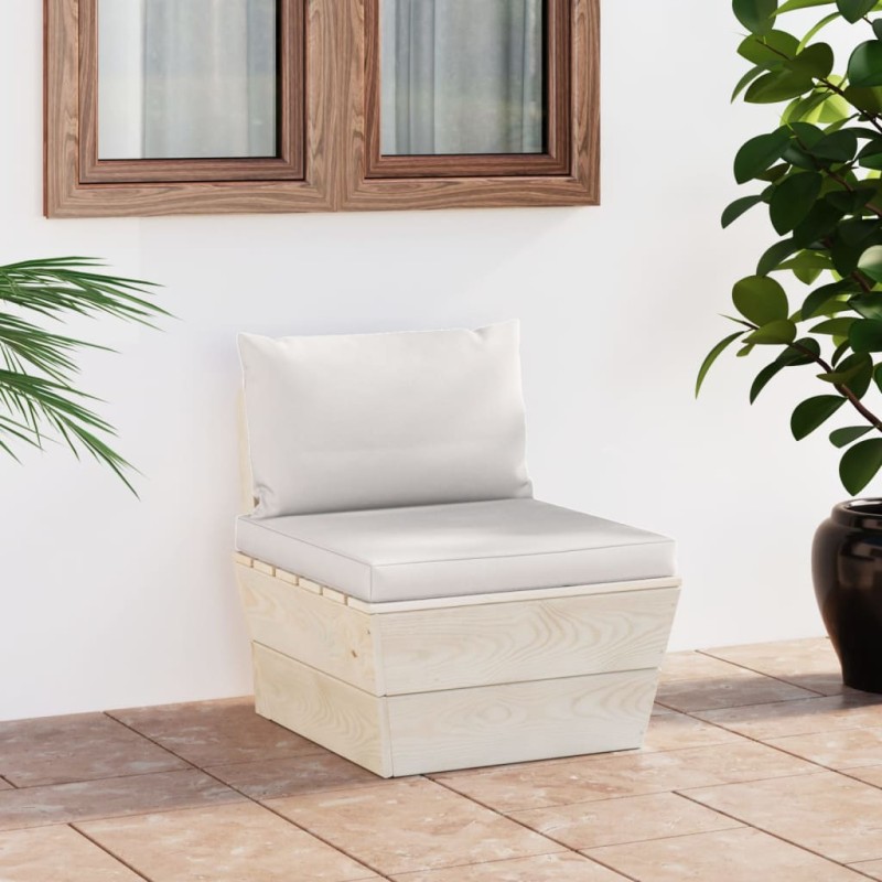 vidaXL Garten-Paletten-Mittelsofa mit Kissen Imprägniertes Fichtenholz vidaXL Garten-Paletten-Mittelsofa mit Kissen Imprägniertes Fichtenholz