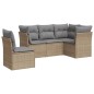 vidaXL 5-tlg. Garten-Sofagarnitur mit Kissen Beige Poly Rattan vidaXL 5-tlg. Garten-Sofagarnitur mit Kissen Beige Poly Rattan