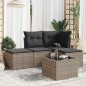 vidaXL 5-tlg. Garten-Sofagarnitur mit Kissen Grau Poly Rattan vidaXL 5-tlg. Garten-Sofagarnitur mit Kissen Grau Poly Rattan