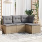 vidaXL 4-tlg. Garten-Sofagarnitur mit Kissen Beige Poly Rattan vidaXL 4-tlg. Garten-Sofagarnitur mit Kissen Beige Poly Rattan