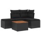 vidaXL 5-tlg. Garten-Sofagarnitur mit Kissen Schwarz Poly Rattan vidaXL 5-tlg. Garten-Sofagarnitur mit Kissen Schwarz Poly Rattan