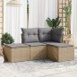 vidaXL 4-tlg. Garten-Sofagarnitur mit Kissen Beige Poly Rattan vidaXL 4-tlg. Garten-Sofagarnitur mit Kissen Beige Poly Rattan