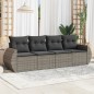 vidaXL 4-tlg. Garten-Sofagarnitur mit Kissen Grau Poly Rattan vidaXL 4-tlg. Garten-Sofagarnitur mit Kissen Grau Poly Rattan