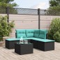 vidaXL 6-tlg. Garten-Sofagarnitur mit Kissen Schwarz Poly Rattan vidaXL 6-tlg. Garten-Sofagarnitur mit Kissen Schwarz Poly Rattan