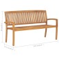 Stapelbare Gartenbank mit Auflage 159 cm Massivholz Teak Stapelbare Gartenbank mit Auflage 159 cm Massivholz Teak