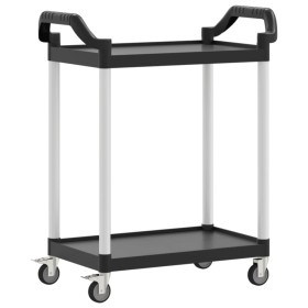 vidaXL Rollwagen mit 2 Etagen Schwarz 81x41x92 cm Aluminium