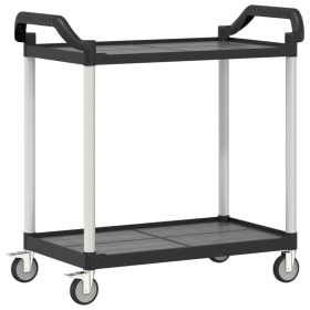vidaXL Rollwagen mit 2 Etagen Schwarz 99x50x97 cm Aluminium