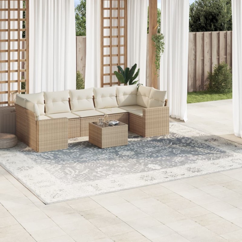 vidaXL 8-tlg. Garten-Sofagarnitur mit Kissen Beige Poly Rattan vidaXL 8-tlg. Garten-Sofagarnitur mit Kissen Beige Poly Rattan