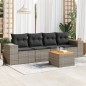 vidaXL 5-tlg. Garten-Sofagarnitur mit Kissen Grau Poly Rattan vidaXL 5-tlg. Garten-Sofagarnitur mit Kissen Grau Poly Rattan