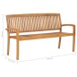 Stapelbare Gartenbank mit Auflage 159 cm Massivholz Teak Stapelbare Gartenbank mit Auflage 159 cm Massivholz Teak