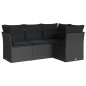 vidaXL 4-tlg. Garten-Sofagarnitur mit Kissen Schwarz Poly Rattan vidaXL 4-tlg. Garten-Sofagarnitur mit Kissen Schwarz Poly Rattan