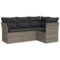 vidaXL 4-tlg. Garten-Sofagarnitur mit Kissen Grau Poly Rattan vidaXL 4-tlg. Garten-Sofagarnitur mit Kissen Grau Poly Rattan