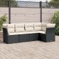 vidaXL 5-tlg. Garten-Sofagarnitur mit Kissen Schwarz Poly Rattan vidaXL 5-tlg. Garten-Sofagarnitur mit Kissen Schwarz Poly Rattan