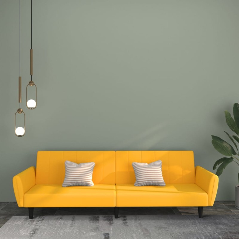 vidaXL Schlafsofa 2-Sitzer Gelb Samt vidaXL Schlafsofa 2-Sitzer Gelb Samt