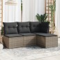 vidaXL 4-tlg. Garten-Sofagarnitur mit Kissen Grau Poly Rattan vidaXL 4-tlg. Garten-Sofagarnitur mit Kissen Grau Poly Rattan