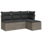 vidaXL 4-tlg. Garten-Sofagarnitur mit Kissen Grau Poly Rattan vidaXL 4-tlg. Garten-Sofagarnitur mit Kissen Grau Poly Rattan