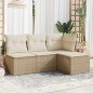 vidaXL 4-tlg. Garten-Sofagarnitur mit Kissen Beige Poly Rattan vidaXL 4-tlg. Garten-Sofagarnitur mit Kissen Beige Poly Rattan