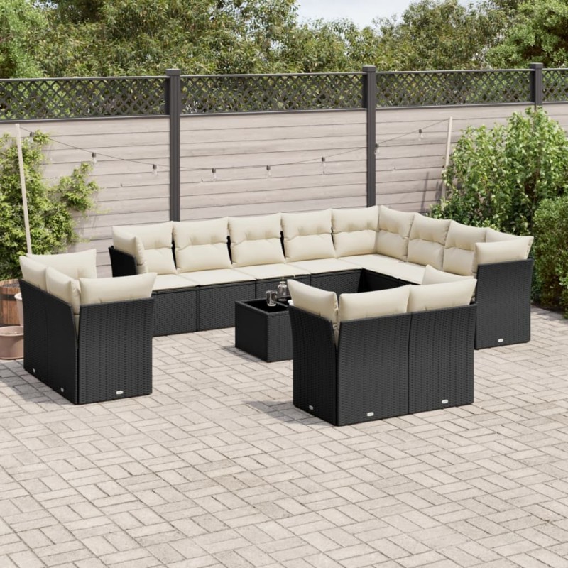 vidaXL 13-tlg. Garten-Sofagarnitur mit Kissen Schwarz Poly Rattan vidaXL 13-tlg. Garten-Sofagarnitur mit Kissen Schwarz Poly Rattan