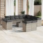 vidaXL 14-tlg. Garten-Sofagarnitur mit Kissen Grau Poly Rattan vidaXL 14-tlg. Garten-Sofagarnitur mit Kissen Grau Poly Rattan