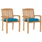 vidaXL Gartenstühle 2 Stk. mit Hellblauen Kissen Massivholz Teak vidaXL Gartenstühle 2 Stk. mit Hellblauen Kissen Massivholz Teak