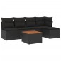 vidaXL 6-tlg. Garten-Sofagarnitur mit Kissen Schwarz Poly Rattan vidaXL 6-tlg. Garten-Sofagarnitur mit Kissen Schwarz Poly Rattan