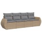 vidaXL 4-tlg. Garten-Sofagarnitur mit Kissen Beige Poly Rattan vidaXL 4-tlg. Garten-Sofagarnitur mit Kissen Beige Poly Rattan