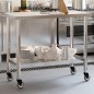vidaXL Küchen-Arbeitstisch mit Rollen 110x55x85 cm Edelstahl vidaXL Küchen-Arbeitstisch mit Rollen 110x55x85 cm Edelstahl