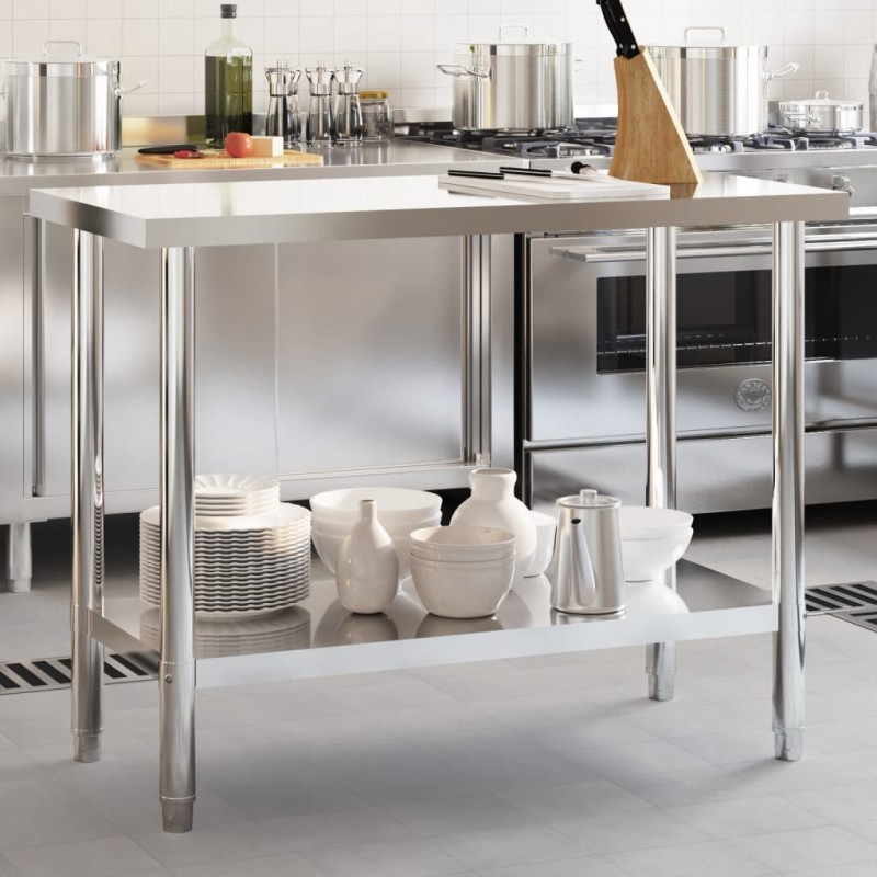 vidaXL Küchen-Arbeitstisch 110x55x85 cm Edelstahl vidaXL Küchen-Arbeitstisch 110x55x85 cm Edelstahl