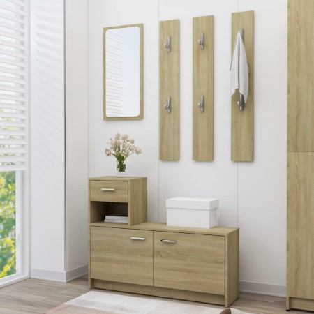 vidaXL Garderobenset Flur Sonoma-Eiche 100x25x76,5 cm Holzwerkstoff