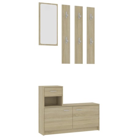 vidaXL Garderobenset Flur Sonoma-Eiche 100x25x76,5 cm Holzwerkstoff