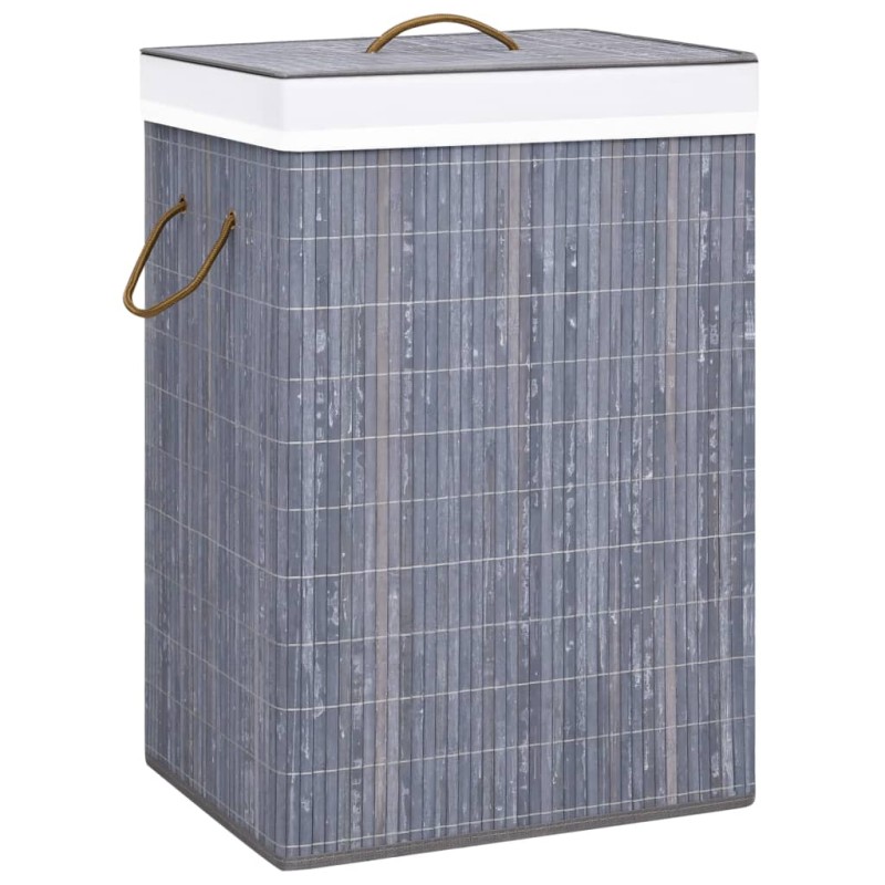 vidaXL Bambus-Wäschekorb mit 2 Fächern Grau 72 L vidaXL Bambus-Wäschekorb mit 2 Fächern Grau 72 L