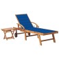 Sonnenliege mit Tisch und Auflage Massivholz Teak Sonnenliege mit Tisch und Auflage Massivholz Teak