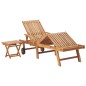Sonnenliege mit Tisch und Auflage Massivholz Teak Sonnenliege mit Tisch und Auflage Massivholz Teak
