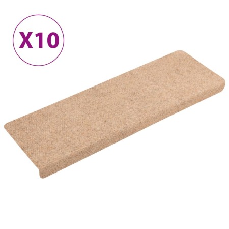 vidaXL Treppenmatten 10 Stk. Braun 65x21x4 cm Nadelvlies