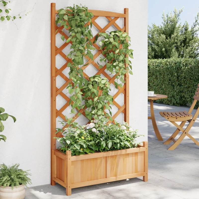 vidaXL Pflanzkübel mit Spalier Braun Massivholz Tanne vidaXL Pflanzkübel mit Spalier Braun Massivholz Tanne