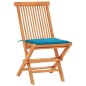 3-tlg. Bistroset mit Blauen Kissen Massivholz Teak 3-tlg. Bistroset mit Blauen Kissen Massivholz Teak