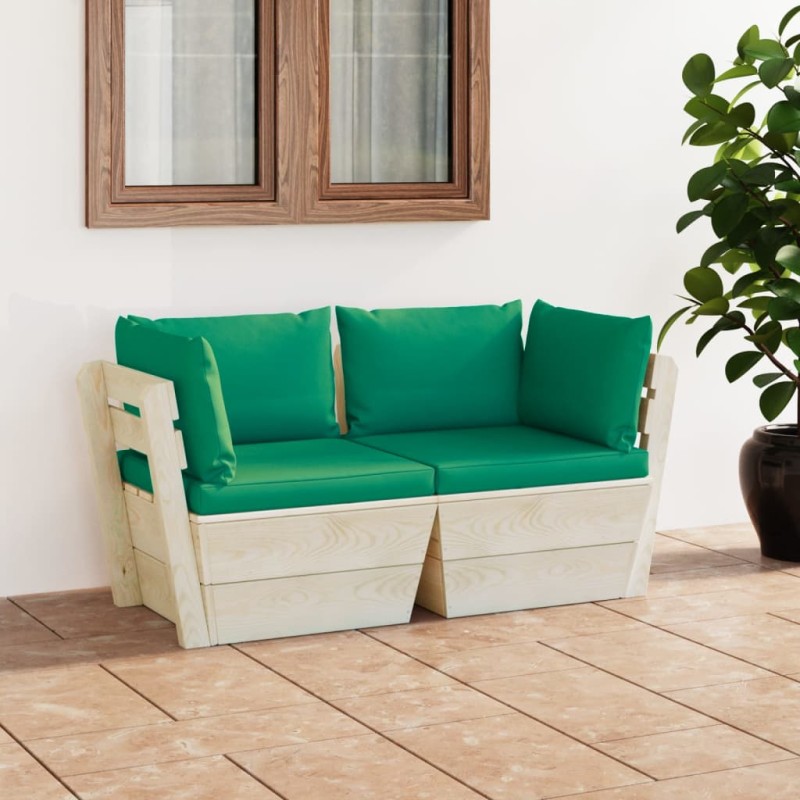 Garten-Palettensofa 2-Sitzer mit Kissen Fichtenholz Garten-Palettensofa 2-Sitzer mit Kissen Fichtenholz