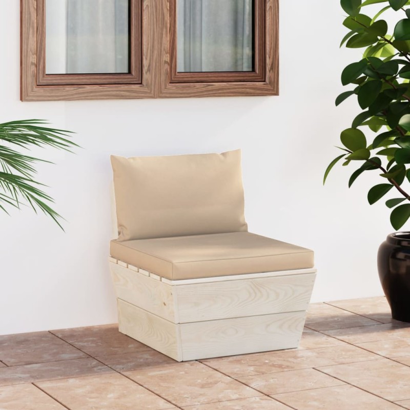 Garten-Paletten-Mittelsofa mit Kissen Imprägniertes Fichtenholz Garten-Paletten-Mittelsofa mit Kissen Imprägniertes Fichtenholz