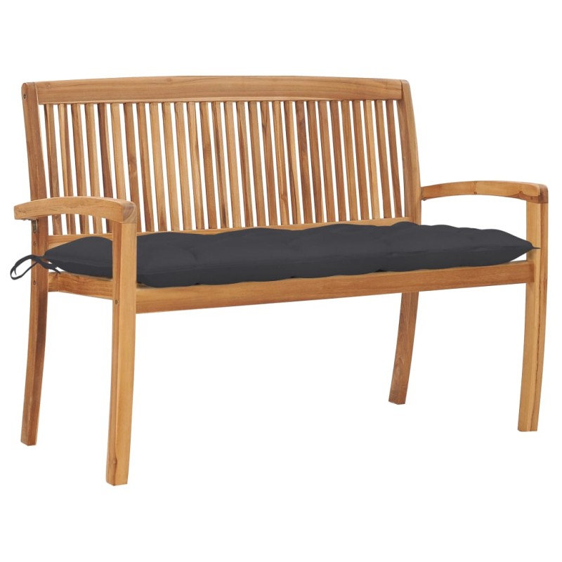 Stapelbare Gartenbank mit Auflage 128,5 cm Massivholz Teak Stapelbare Gartenbank mit Auflage 128,5 cm Massivholz Teak