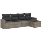 vidaXL 5-tlg. Garten-Sofagarnitur mit Kissen Grau Poly Rattan vidaXL 5-tlg. Garten-Sofagarnitur mit Kissen Grau Poly Rattan