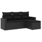 vidaXL 4-tlg. Garten-Sofagarnitur mit Kissen Schwarz Poly Rattan vidaXL 4-tlg. Garten-Sofagarnitur mit Kissen Schwarz Poly Rattan