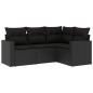 vidaXL 4-tlg. Garten-Sofagarnitur mit Kissen Schwarz Poly Rattan vidaXL 4-tlg. Garten-Sofagarnitur mit Kissen Schwarz Poly Rattan