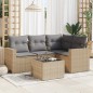 vidaXL 5-tlg. Garten-Sofagarnitur mit Kissen Beige Poly Rattan vidaXL 5-tlg. Garten-Sofagarnitur mit Kissen Beige Poly Rattan