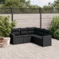 vidaXL 5-tlg. Garten-Sofagarnitur mit Kissen Schwarz Poly Rattan vidaXL 5-tlg. Garten-Sofagarnitur mit Kissen Schwarz Poly Rattan