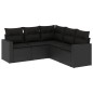 vidaXL 5-tlg. Garten-Sofagarnitur mit Kissen Schwarz Poly Rattan vidaXL 5-tlg. Garten-Sofagarnitur mit Kissen Schwarz Poly Rattan