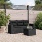 vidaXL 4-tlg. Garten-Sofagarnitur mit Kissen Schwarz Poly Rattan vidaXL 4-tlg. Garten-Sofagarnitur mit Kissen Schwarz Poly Rattan