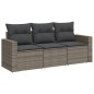 vidaXL 3-tlg. Garten-Sofagarnitur mit Kissen Grau Poly Rattan vidaXL 3-tlg. Garten-Sofagarnitur mit Kissen Grau Poly Rattan